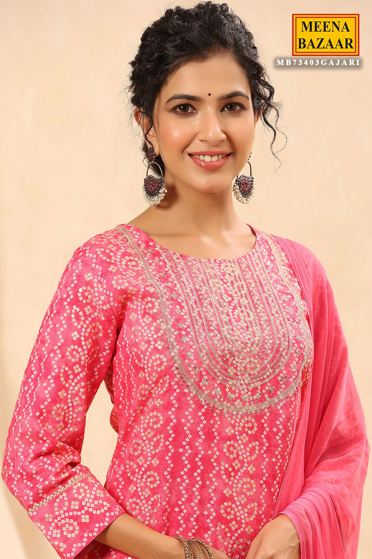 Pink Zari Brocade Banarasi Un-stitched Suit Piece